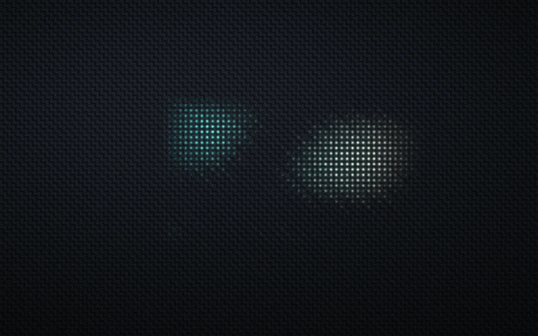 A woven dark fabric with a grid of teal and ember light-points emerging from the weave.
